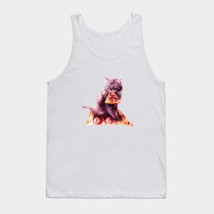 Cute Kitty Eat Pizza Tank Top